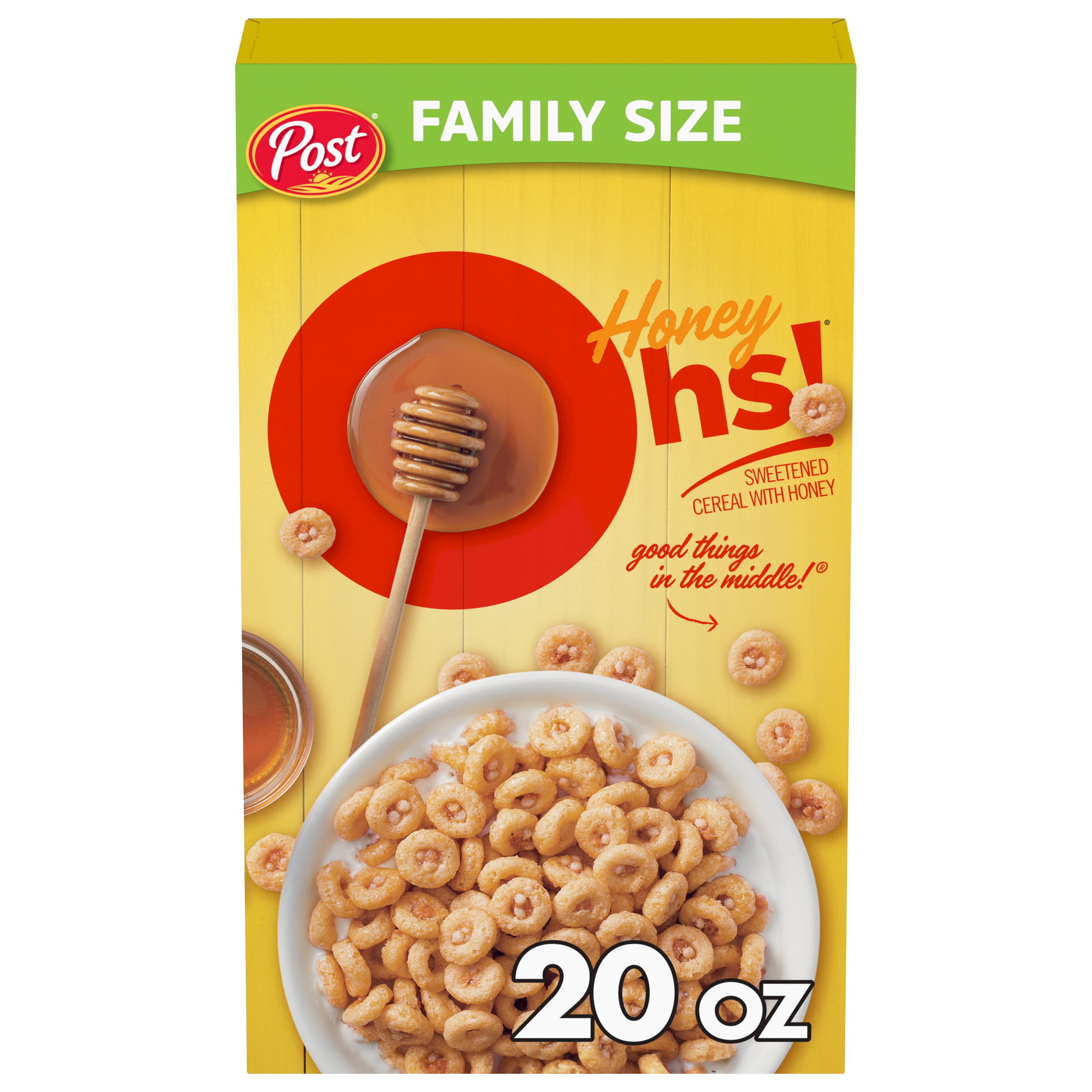 Post Honey Oh!s cereal, Filled Ohs Breakfast Cereal, Breakfast Snacks, 20 oz  1 count