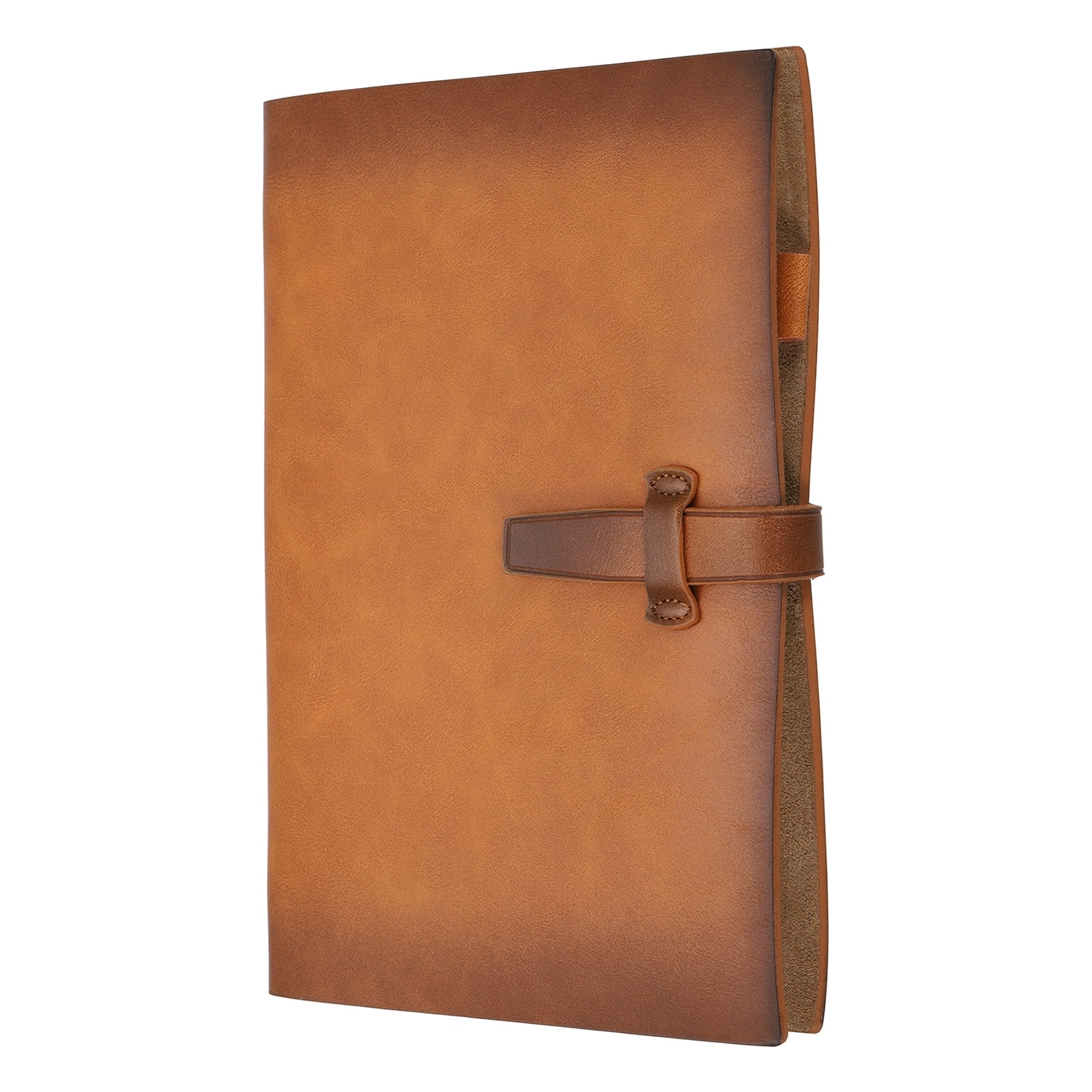 Uxcell A5 Binder 6 Ring Brown Leather Binder Notebook 80 Sheets, Refillable Journal Organizer with Pen Slot Notebook Planner Cover for Budget, Journal, Business, Writers, Study
