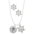 thumbnail image 1 of Delight Jewelry Silvertone Domed Black PharmD Silver tone Snowflake Charm Necklace and Stud Earrings, 1 of 4