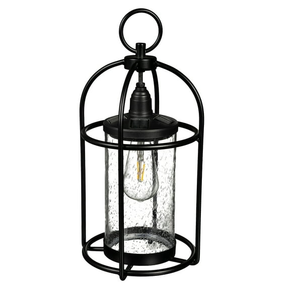 Evergreen Solar Lantern | Vintage Style with Bubble Glass | Outdoor Lighting |  8.45"W x 8.45"L x 16.7"H