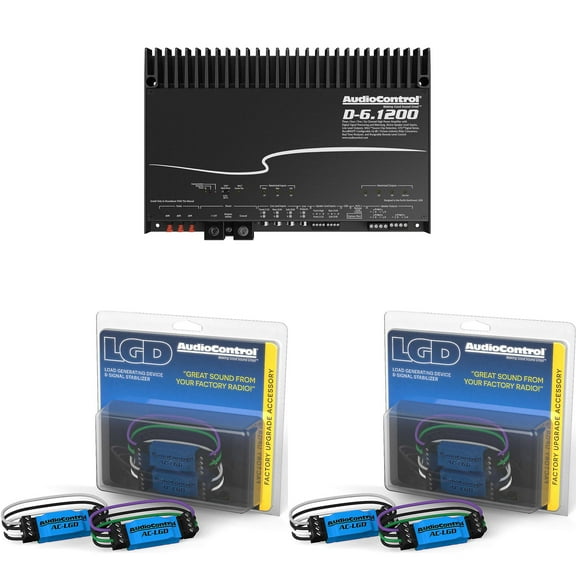 AudioControl D-6.1200 6-Channel Car Amplifier with Digital Signal Processing with 2 Pairs AudioControl AC-LGD Load generating devices for AudioControl processors