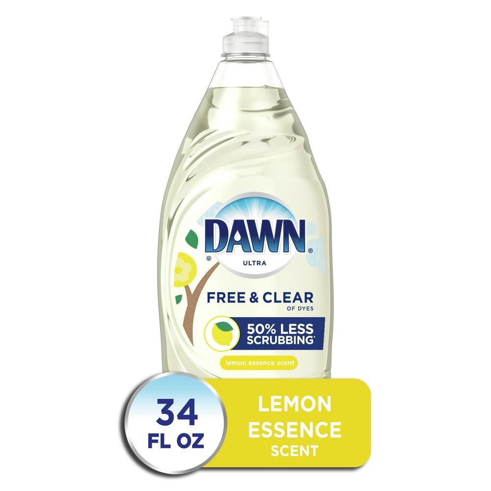 Dawn Free & Clear Dishwashing Liquid Dish Soap, Lemon Essence, 34 fl oz