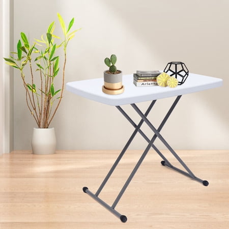 Miumaeov Folding Snack Table TV Side Laptop Tea Coffee Camping Table Portable Picnic Table Triangular Structure Lifting Desk Laptop Height Adjustable for Home