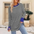 thumbnail image 2 of Tunic Tops for Women Loose Fit Dressy, Comdrip Women's Striped Tops Casual Tunic Tops Long Sleeve Thumb Hole Shirts Basic Shirts Women Fall Clothes Black L, 2 of 4