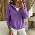 thumbnail image 4 of Sewkxo Womens Zip up Hooded Cardigan Knitted Hoodies Raglan Sleeve Sweaters Jacket Outerwear,Purple 2XL, 4 of 4