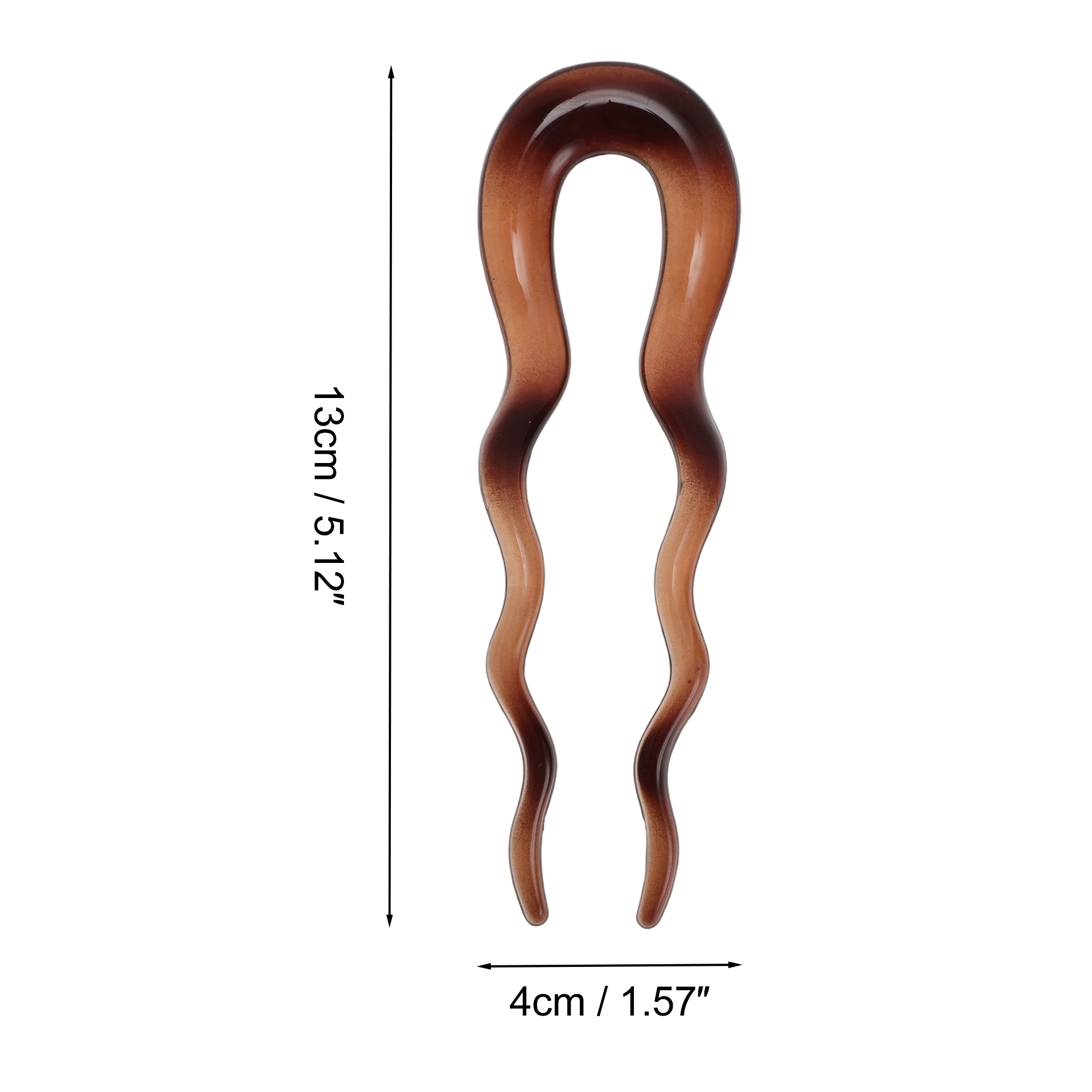 Unique Bargains U-shaped Hair Pin 5.12"x1.57" 1 Pc Transparent Brown, Dark Brown