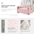 thumbnail image 3 of DEALTOPS Convertible Loveseat 55" 3-in-1 Multi-Functional Pull-Out Bed, Pink Velvet, 3 of 7