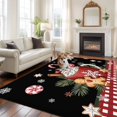 thumbnail image 2 of Black Christmas Area Rugs 5'x7', Washable Small Throw Rugs for Laundry Room Playroom, Ice Cream Snowflakes Pine Needles Check Indoor Outdoor Rug Non-Slip Low Pile Carpet Runner Reversible Floor Mats, 2 of 8