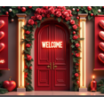 thumbnail image 4 of Welcome Banner Backdrop Decorative Pink Bows Romantic Valentines Day Hearts String Lights Party Wedding Anniversary Celebration Photo Props Poster Background, 4 of 4