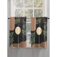 thumbnail image 3 of Tier Curtains 45 Inches Long, Boho Black Window Treatment Curtain Drapes, Brown Modern Stripes Moon Abstract Leaf Window Half Privacy Curtains for Bedroom Bathroom, 42"x45", 2 Panels, 3 of 7