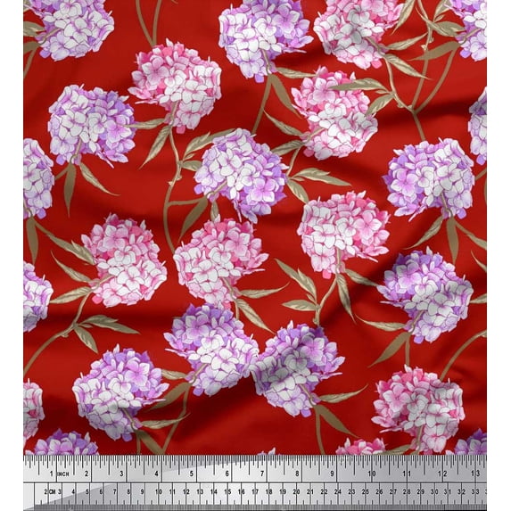 Soimoi Cotton Poplin Fabric Leaves & Lilac Floral Decor Fabric Printed Yard 56 Inch Wide