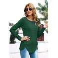 thumbnail image 3 of U.Vomade Women's Solid Button T-Shirt Long Sleeve Top, 3 of 5
