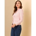 thumbnail image 4 of Blazer A Rayas Con Cierre De Botón Y Bolsillo Con Solapa Con Muesca Para Mujer Blanco rosa XL, 4 of 6
