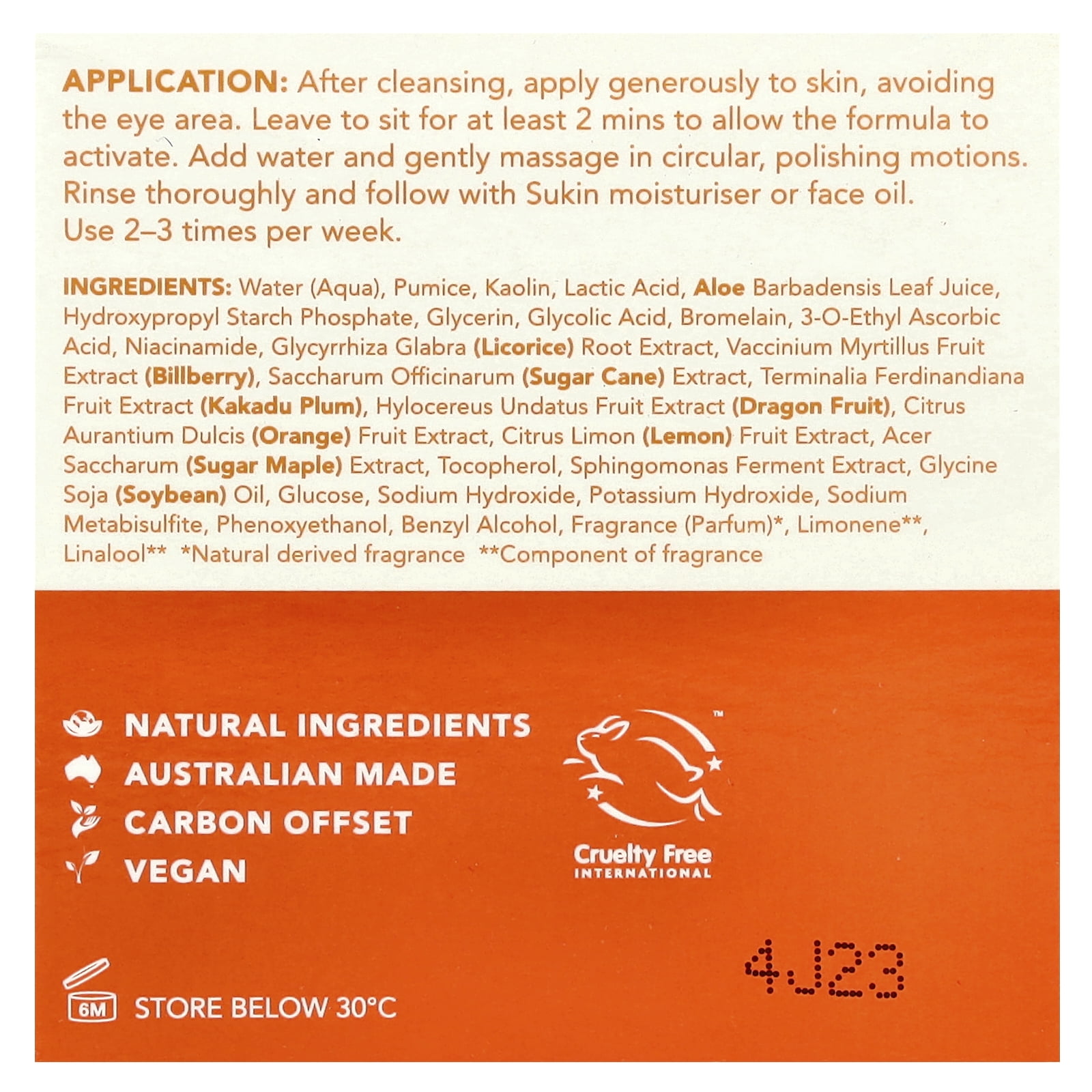 Sukin Glow Active-C, Vitamin C 2-In-1 Exfoliator, 1.69 fl oz (50 ml)
