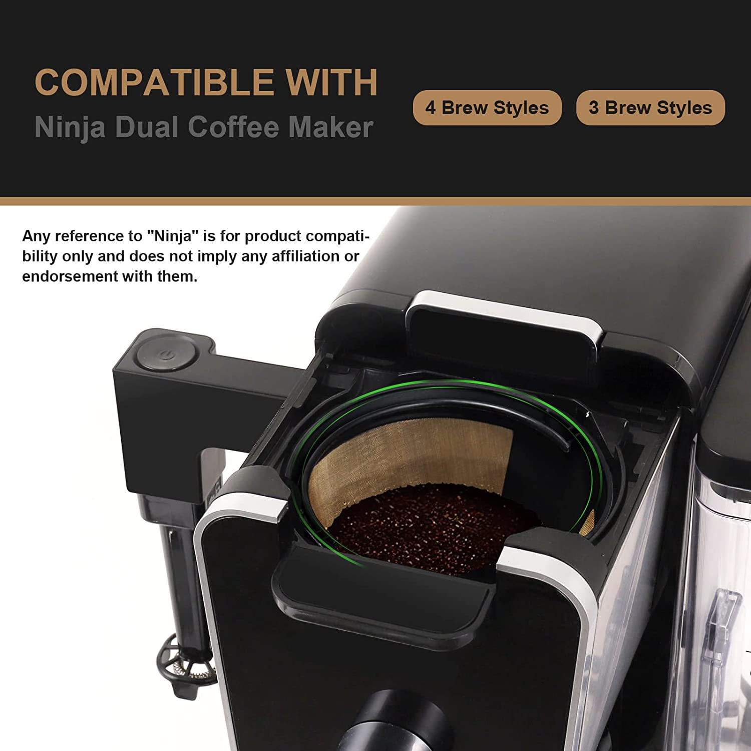 Reusable Coffee Pods for Ninja Dual Brew Coffee Maker, 3 Pack Reusable K  Cups Coffee Filter Compatible with Ninja DualBrew Pro CFP301 CFP201