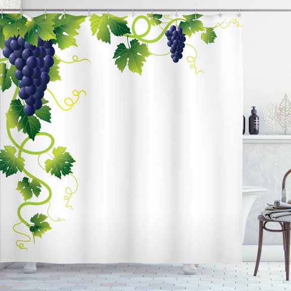 Ambesonne Vine Shower Curtain, Weeping Vines Vineyard, 69"Wx70"L, Lime Green Emerald