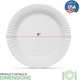 thumbnail image 3 of 6-Inch Paper Plates Uncoated, Everyday Disposable Dessert 6" Plate Bulk, White, 500 Count, 3 of 3