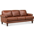 thumbnail image 3 of Hydeline Dawn Top Grain Leather Sofa, 3-Seater, Brandy Brown with Tapered Legs. Feather down, Memory Foam and Springs Seating, 3 of 7