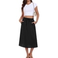 thumbnail image 3 of Asklazy Womens Flowy A-Line Long Skirt Pleated Elastic High Waist Drawstring Skirts with Pockets,Mother's Day,Black,L, 3 of 9