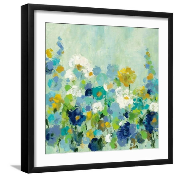 Art.com Midsummer Garden White Flowers Art Print by Silvia Vassileva, Black Frame Wall Art, 21" x 21"