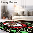 thumbnail image 2 of ODIKA 8'x10' Machine Washable Non-Slip Area Rug, Festive African American Santa Claus With Intricate Holiday Ornament Motifs High Traffic Rug, Black, 740282, 2 of 7