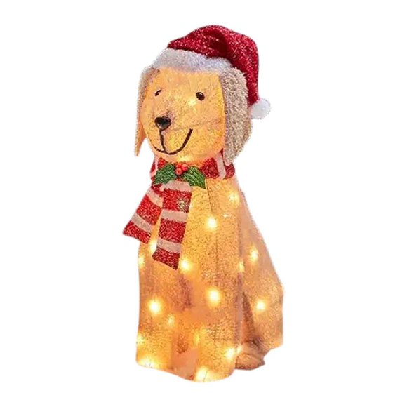 LEEYNEER Lighted Christmas Outdoor Decorations | Light-Up Christmas Dog with Light String | Christmas Cute Puppy Holiday Decoration Ornament for Garden Patio Lawn Front Door Indoor Displa