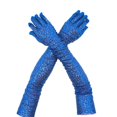 thumbnail image 5 of IDALL Opera Length Gloves Glitter Gloves Tea Party Gloves for Women Arm Length Gloves Carnival Sparkly Gloves Fairy Gloves Punk Gloves Blue One Size, 5 of 5