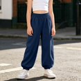 thumbnail image 2 of Ruyang 3T-15Years Girls Lightweight Baggy Joggers Elastic Waist Wide Leg Pants Kids Teen Hip Hop Dance Casual Sports Trousers, 2 of 7