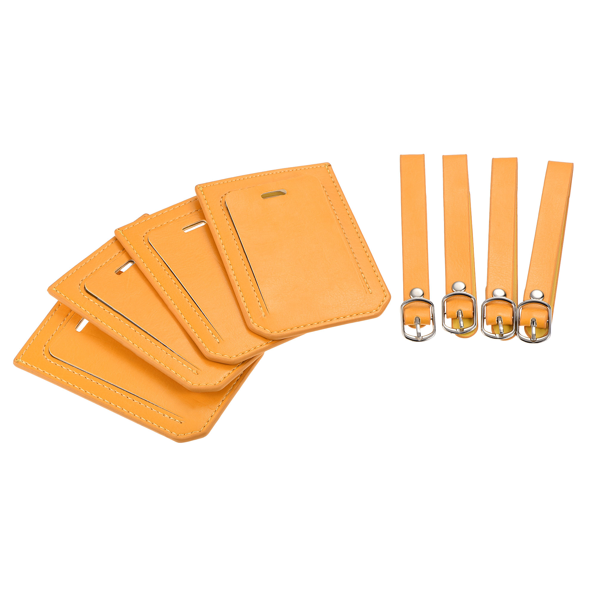 Uxcell 10x7cm Luggage Tag PU Holders Baggage Label Identifier with