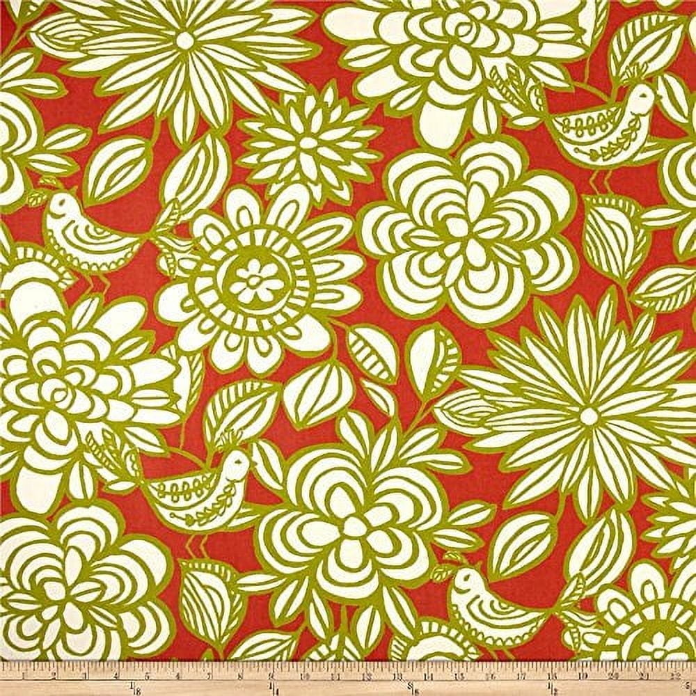 Fabric Richloom Upholstery Drapery Linen Mcvie Mango Floral Birds MM11