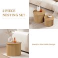 thumbnail image 5 of Wirrytor Round Coffee Table Sets 2 Pieces, Wood Fluted Coffee Table with Storage, for Living Room Bedroom, Apartment(Nature), 5 of 10