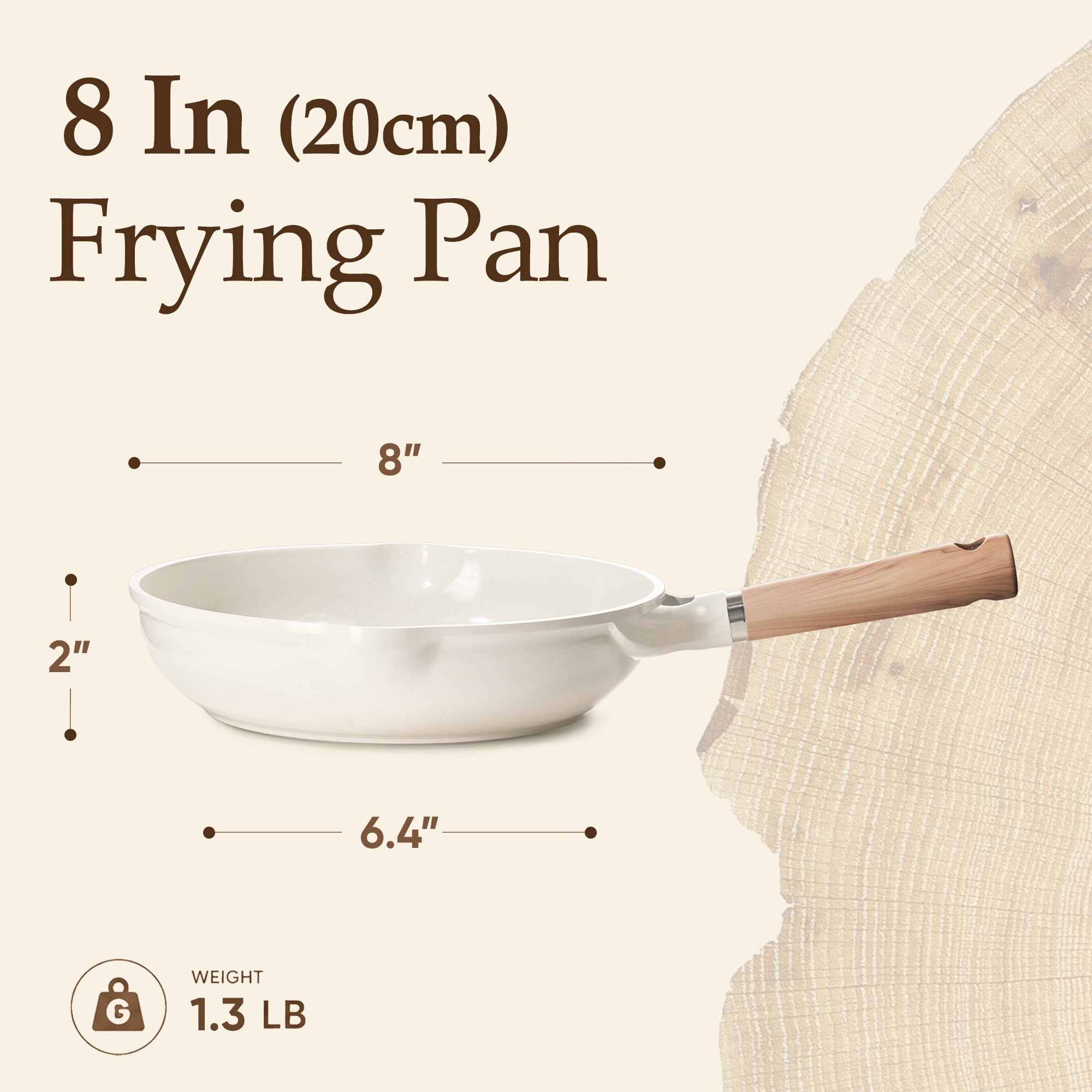 Carote 8" Ceramic Nonstick Frying Pan, White Granite photo 2