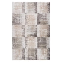 HomeRoots 558966 7 x 10 ft. Abstract Distressed Rectangle Area Rug, Beige & Brown