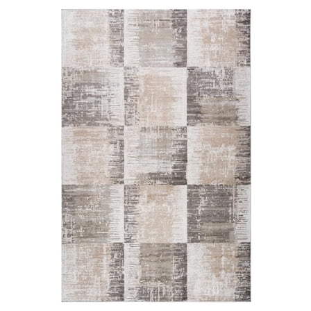 HomeRoots 558966 7 x 10 ft. Abstract Distressed Rectangle Area Rug, Beige & Brown