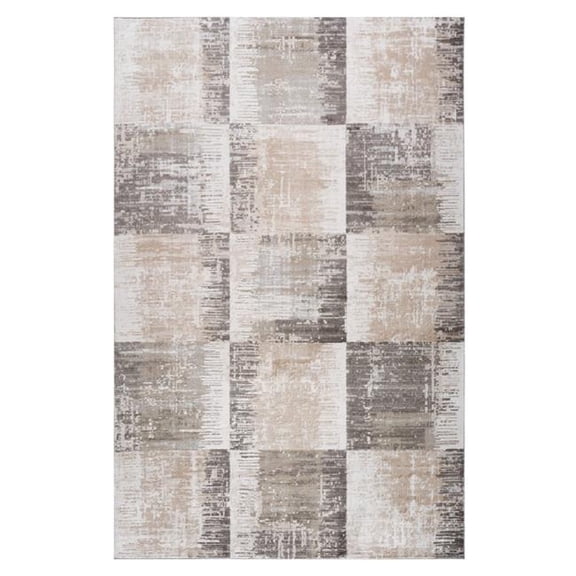 HomeRoots 558966 7 x 10 ft. Abstract Distressed Rectangle Area Rug, Beige & Brown