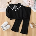 thumbnail image 2 of TOWED22 Toddler Girl Fall Winter Clothes Baby Crewneck Print Sweatshirts Pants Set Long Sleeve Outfits Set,Black,7-8 Y, 2 of 9