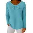 thumbnail image 3 of Cadancy Plus Size Sweaters for Women Bows Front Crewneck Long Sleeve Pullover Knit Tops Dressy Casual Loose Cute Sweater Solid Color Cozy Fashion Outfits, 3 of 5