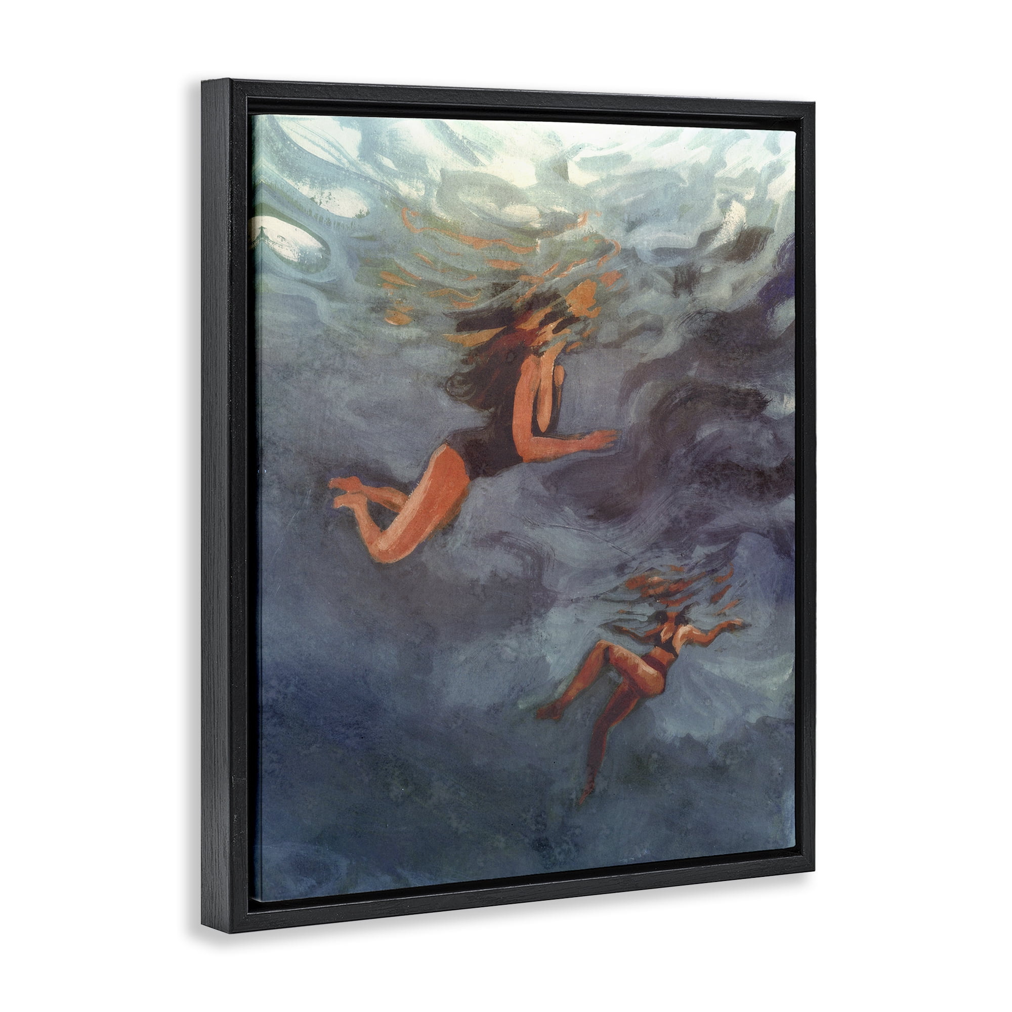 Stupell Industries Underwater Summer's Dance Black Framed Floater Canvas Wall Art, design by Victoria Barnes