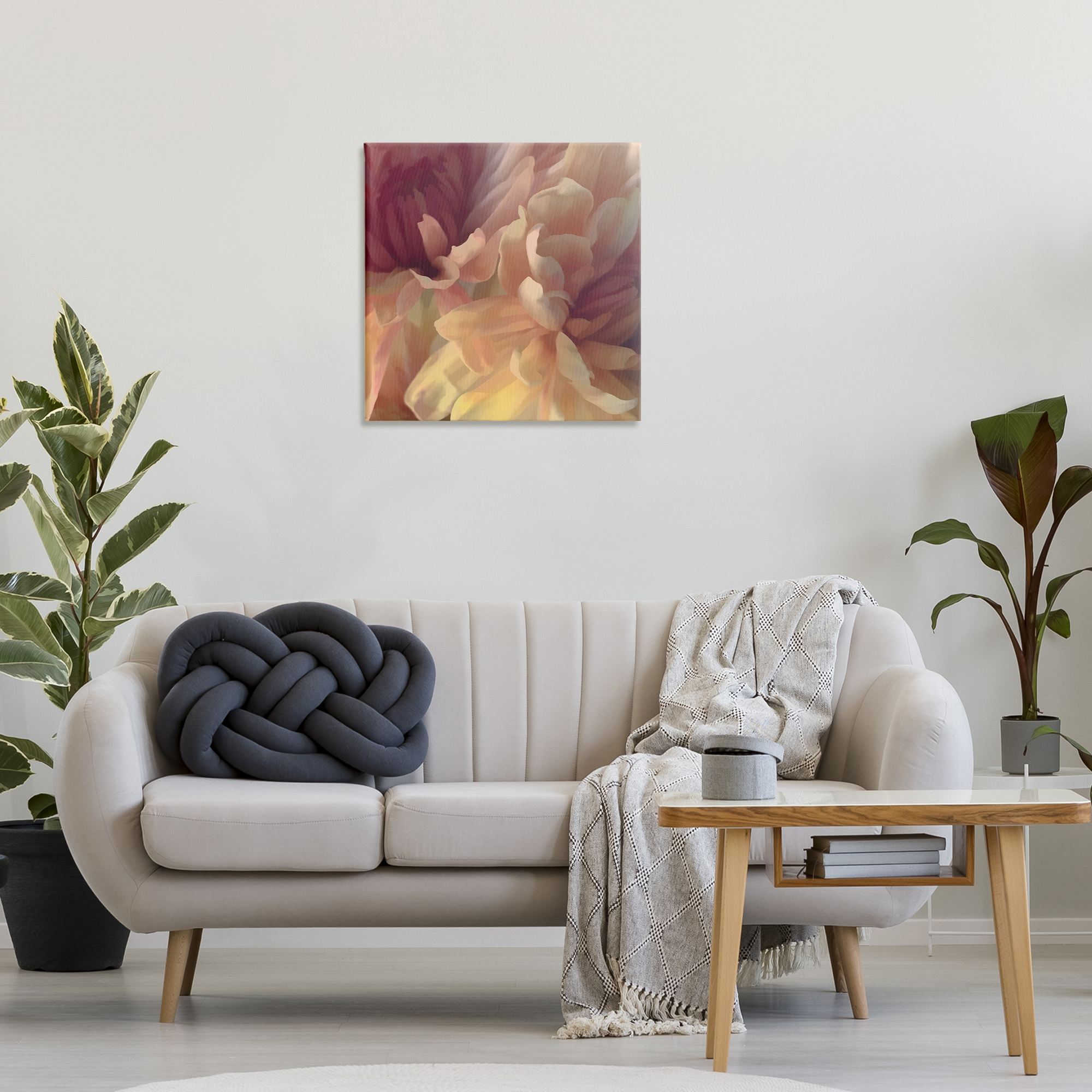 Stupell Industries Curling Dahlia Petals Botanical & Floral Painting Gallery Wrapped Canvas Art Print Wall Art, 24 x 24