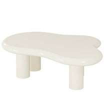 39.4" Cloud Coffee Table, Cute Cream Coffee Table with 4 Solid Legs, Modern Carton Center Table for Living Room, Home Office, Funky Minimalist Tea Table (White)