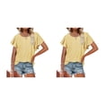 thumbnail image 2 of Sonducket Camiseta de mujer Color sólido Cuello Ahueca hacia fuera Blusa Verano Top Ropa Type13 NO13, 2 of 6
