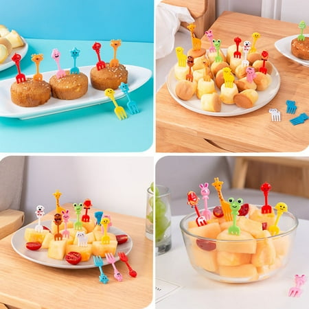 

Leasote 1 Set Fruit Fork Easy to Clean Non-slip Cartoon Lovely Ergonomic Animal Farm Car Fruit Fork for Home style E One Size
