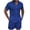 Dark Blue, variant on Men's 2 Piece Outfit Short Sleeve Textured Button Up Shirt with Drawstring Casual Summer Party Vacation Matching Set for Men 2XL
