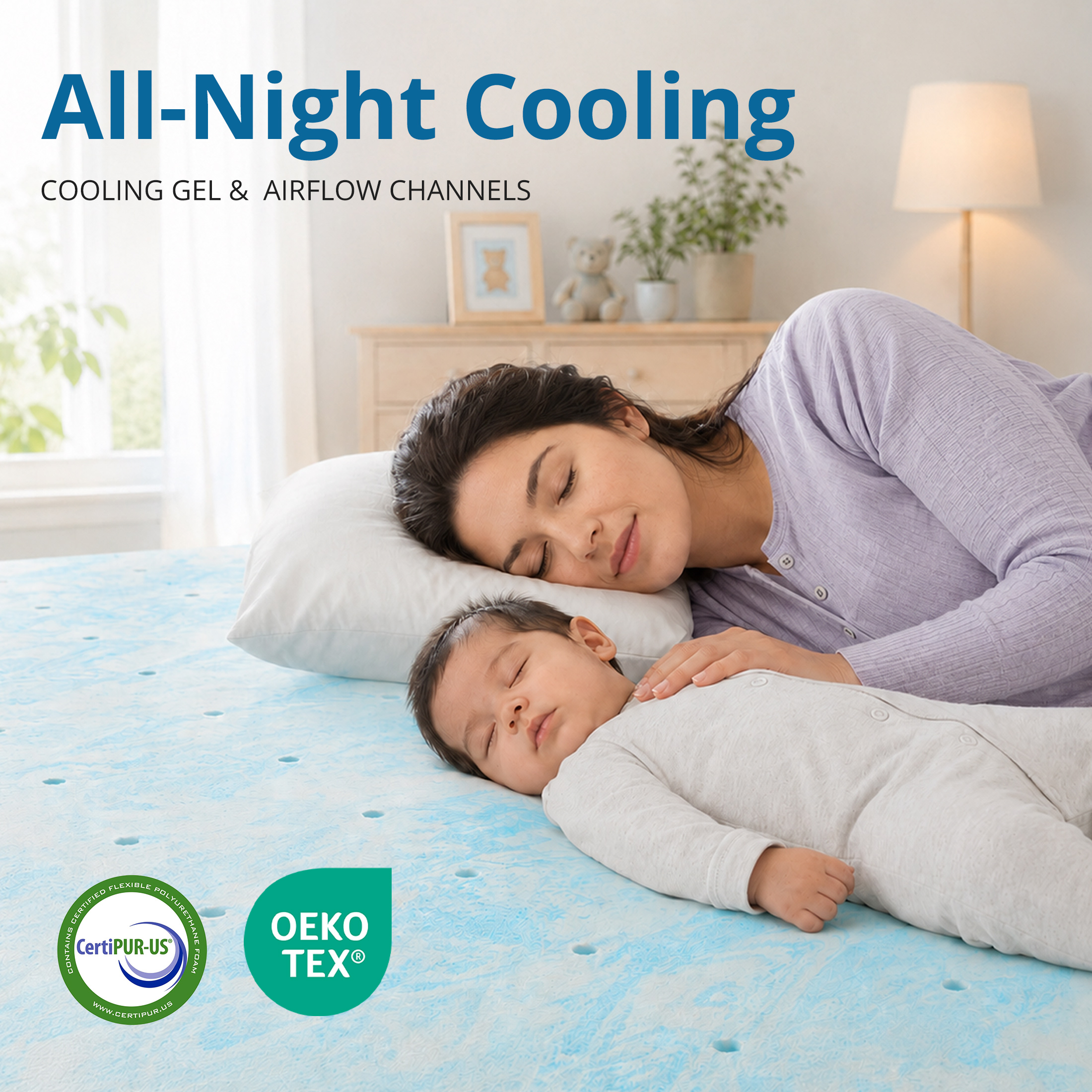Concetta 3-Inch Twin Memory Foam Mattress Topper with Cooling Gel photo 4