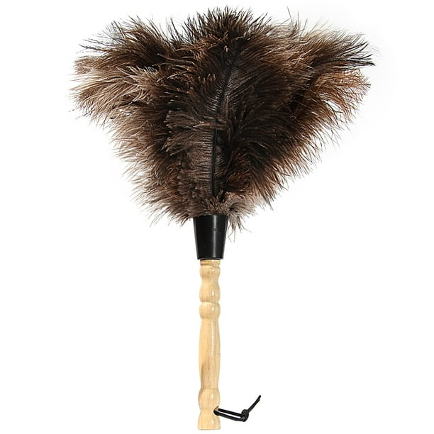 Plumero de plumas de avestruz plumero de plumas de avestruz genuinas naturales esponjosas con mango de madera y reutilizable ecológico