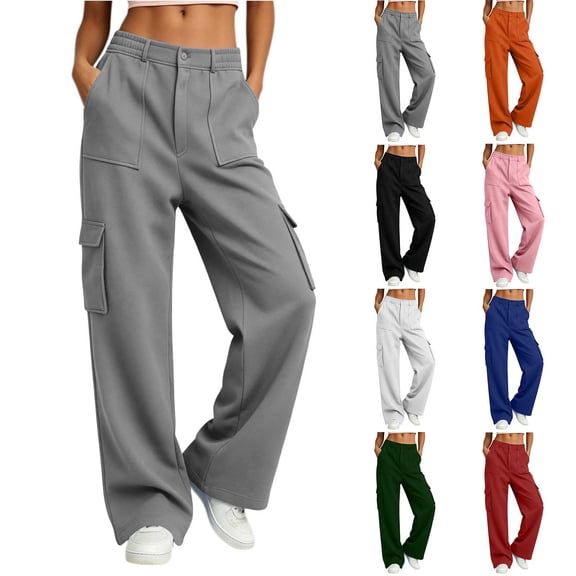 HomeDM Wide Leg Sweatpants for Women Baggy Casual Athletic Jogger Gray Lounge Pants for Running Workout Size L