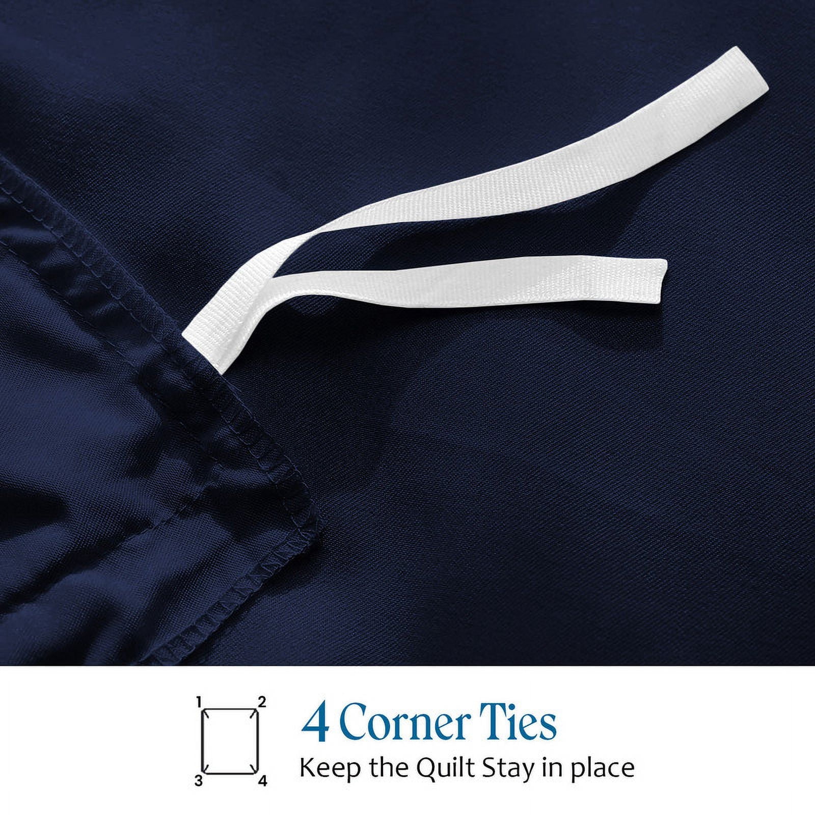 Pure Pima Cotton 3-Piece Duvet Cover Set – 800 Thread Count Luxury Bedding, Button Closure Full/Queen 90" x 90" - Navy