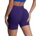thumbnail image 2 of Yoga Shorts for Women Stretchy Slim Fit Solid Print Gym Shorts High Waist Seamless Lifting for Workout Wear Blue L, 2 of 5