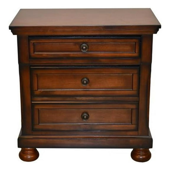 Baltimore Wood Nightstand with Hidden Jewelry Drawer in Dark Walnut