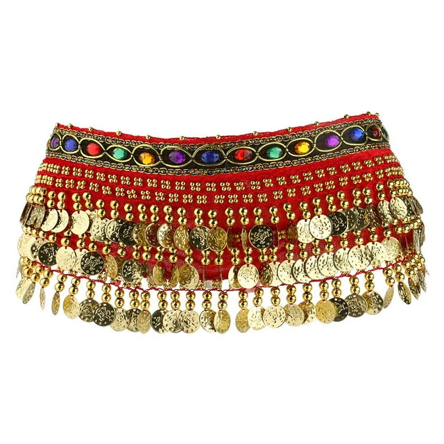 Ceinture de Danse du Ventre pour Filles avec Foulard en s - Rouge